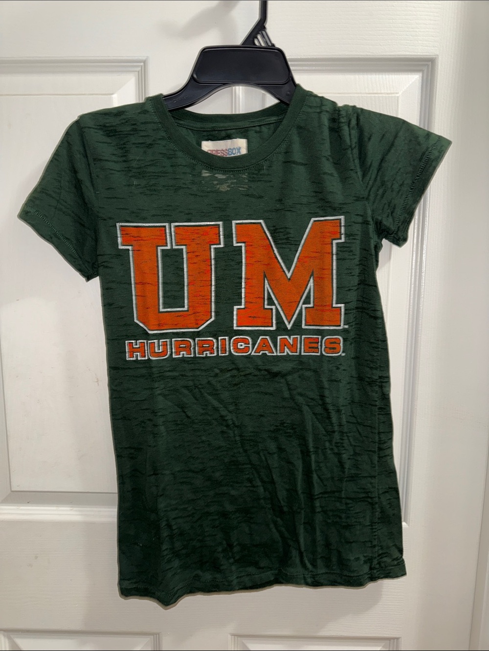 Pressbox Dark Green Tee with Orange and White Graphic